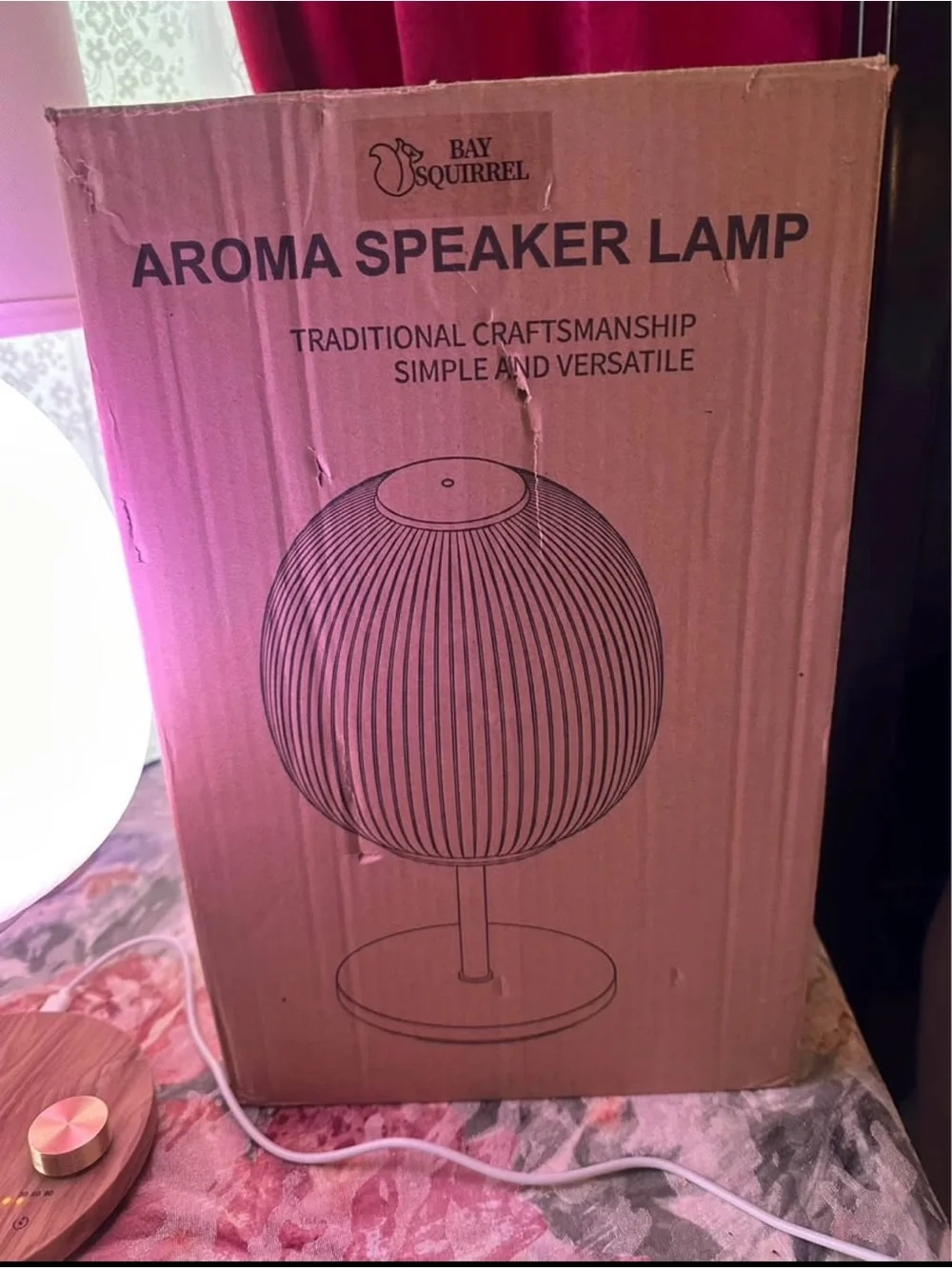 Table lamp Bluetooth speaker & essential oil diffuser color changing 14” NIOB